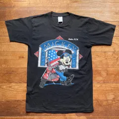 90's USA製 Disney Mickey Guam Tシャツ 古着　バイク　ディズニー　ミッキー　ブラック　黒