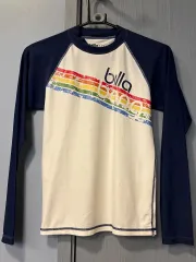 【USED】BILLABONG ラッシュガード 長袖 ホワイト/ネイビー WOMEN M