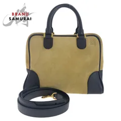 美品 LOEWE ロエベ アナグラム アマソナ25 ベージュ ブラウン ゴールド金具 スウェード/レザー ハンドバッグ ショルダーバッグ 2way 408822【中古】