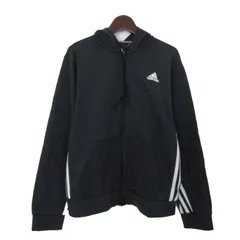 アディダス パーカー トップス ジップアップ スウェット スポーツウエア レディース Sサイズ ネイビー adidas 【中古】