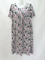 ◇ merlotplus メルロープリュス 総柄 花柄 半袖 ロング丈 ワンピース サイズ記載なし ブラック系 レディース E  【1401220009184】