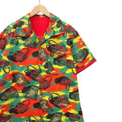 50s ビンテージ コットン カゴ柄 半袖 シャツ ハンドメイド ラスタカラー L位  50年代 ヴィンテージ vintage 開襟シャツ
