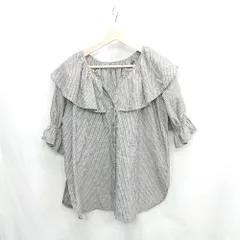 ◇ ⊂Φ natural couture ナチュラルクチュール ストライプ柄 半袖 ブラウス サイズ表記なし グレー レディース E  【1502060008402】