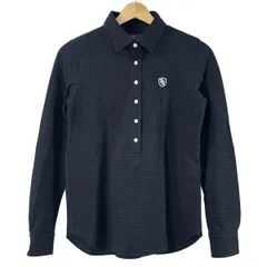 PEARLY GATES(パーリーゲイツ) 長袖ポロシャツ サイズ0 XS レディース美品  - ダークネイビー×黒 千鳥格子柄