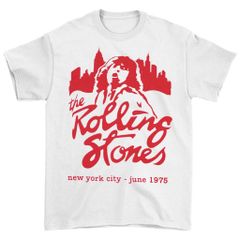 ローリング・ストーンズ【The Rolling Stones】1975 New York City Tシャツ バンドT ユニセックス [並行輸入品]　ホワイト　Lサイズ