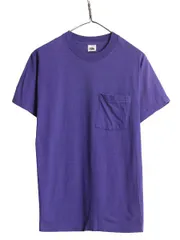 【お得なクーポン配布中!】 80s USA製 フルーツオブザルーム ポケット付き 無地 半袖 Tシャツ メンズ L 小さめ M 程/ ヴィンテージ ポケT シングルステッチ 耳付き 紫