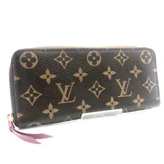 ■現行モデル■LOUIS VUITTON ルイヴィトン　モノグラム　ポルトフォイユ　クレマンス　フューシャ　ラウンドファスナー　長財布　PVC×レザー　フランス製　刻印あり　ブラウン×内側フューシャピンク　ゴールド金具　レディース