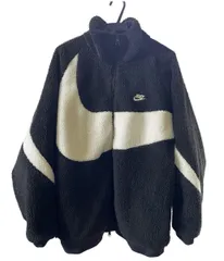 NIKE リバーシブル ボア ジャケット メンズ 黒×白 ビッグスウッシュ フルジップ m3411