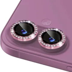 【在庫処分】iPhone16/16 Plus カメラレンズカバー 対応 カメラフィルム アルミ合金製 iphone16用カメラレンズ保護フィルムガラス キラキラ 高透過率 露出オーバー防止 キズ防止 ピンク縁取り 【3枚入り】 硬度9H 防指紋 衝撃吸収 高透