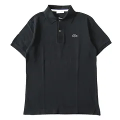 美品 LACOSTE ラコステ 鹿の子 ポロシャツ カットソー 半袖 3D ラバーロゴ PH261E サイズ3 黒 ブラック メンズ 古着 中古 USED