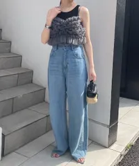 新品 未使用 タグ付き Q.anos キュアノス ブルージュデニム コラージュガリャルダカランテ ジーンズ ワイドパンツ CLZ5022103A0001 青 インディゴ サイズ1 レディース 夏 ゴーゴー古着マルイ北千住店 19 No.36