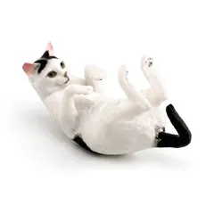 あおむけに寝そべる リアル 白黒猫 にゃんこ ミニチュアフィギュア・置物