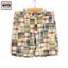 90s J.CREW 巨人タグ ハーフパンツ パッチワーク マドラス チェック