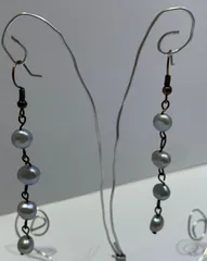 希少！グレーの淡水パール　大粒　ロングピアス　イヤリング
