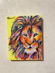 291 絵画原画　アート　現代アート　キャンバス　動物　ライオン