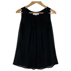 M-premier エムプルミエ ノースリーブ ギャザーネック レイヤードカットソー size36/ブラック