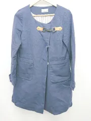 ◇ un dix cors アンディコール 大人女子 シンプル 薄手 長袖 ノーカラー コート サイズ38 ネイビー レディース P  【1308240011923】