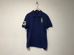 本物ポロラルフローレンPOLORALPHLAURENコットンビッグポニーロゴ刺繍半袖ポロシャツメンズサーフアメカジミリタリーストリートスケーターワークビジネススーツモードゴルフドレスバイカーロック青ブルーXL