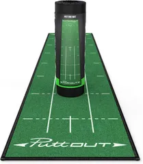 PuttOUT パターマット パター練習マット 【 実際のグリーンを極限まで再現 】 ゴルフ練習 マット パター練習器具 3m 2m 室内 （巻きぐせがつきにくくコンパクト収納)