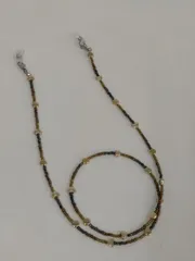 HAT4-036　ビーズ＊グラスコード(約74cm)　２WAY　メガネチェーン　マスクストラップ　アンティーク調　ゴールド　ブラウン　マルチカラー　丸　ハート