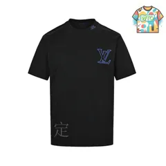 【今日特価】Louis Vuitton 25ss ブルーロゴプリント ショートスリーブ（300g 双紗）-1