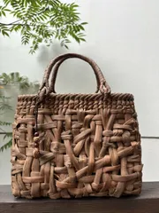 国産山葡萄 山葡萄かごバッグ 手作り 籠バッグ 乱れ編み 内布あり 和服バッグ チャーム付き