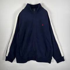 古着 90's/90年代 ポロバイラルフローレン Polo by Ralph Lauren トラックジャケット フルジップ 刺繍ロゴ XL  ネイビー メンズ