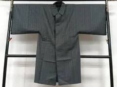 平和屋着物＃男性　和装コート　格子柄　ロング丈　正絹　逸品　CAAV5839id