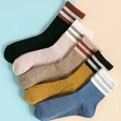 おしゃれなボーダー柄でお得な5足セット靴下?まとめ売り靴下 レディース　ソックス　韓国ファッション　コーデ おしゃれ 可愛い ギフトにも◎靴下 レディース　ソックス　韓国ファッション　可愛い　コーデ おしゃれ 可愛い ギフトにも◎