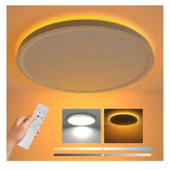 【特価セール】雰囲気ナイトライト 電気 天井照明器具 蛍光灯 極薄型 調光調色 リモコン付き 2800lm 6～8畳 24W Ceiling 間接光常夜灯 おしゃれ Light 6畳 寝室/リビング/キッチン適用 LEDシーリングライト 白枠 Antree