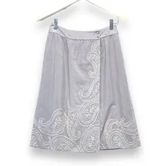 【ヴィンテージ】Paul Stuart ポールスチュアート　スカート　膝丈　グレージュ　サイズ6　9号　M相当　刺繍