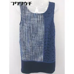 ◇ MERCURYDUO ノースリーブ サイドジップ 切替 花柄 刺繍 レース 膝丈 ワンピース サイズF ネイビー ホワイト レディース  【1110060001653】