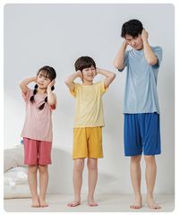 キッズ パジャマ ジュニア 親子 女の子 男の子 家族でリンク 半袖100 140 150 160 170 180 夏 ショートパンツ かわいい 子供 セットアップ 上下セット 無地 ルームウェア 小学生 中学生 修学旅行jianqunxz04