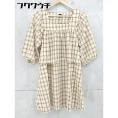 ◇ ●新品● ◎ merlot メルロー タグ付 チェック 七分袖 ミニ ワンピース サイズF ベージュ ブラウン レディース 【中古】 【1103090023047】のサムネイル