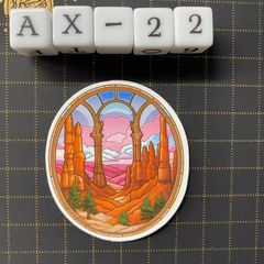 방수 스티커 풍경 신전 아치 스테인드 글라스풍 일러스트 AX-22