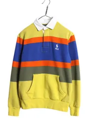 【お得なクーポン配布中!】 ポロ ラルフローレン ボーダー スウェット ラガーシャツ メンズ XS / トレーナー ラグビー 長袖シャツ ワンポイント 裏起毛 マルチカラー