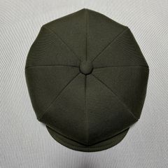ハンドメイド　縦長ハンチング風キャスケット　ダークグリーンスエットサイズオーダー