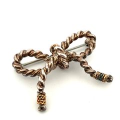 【鑑定済み】正規品 TIFFANY＆CO ティファニー ブローチ ツイスト リボン 750 925 シルバー K18YG