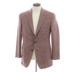 【中古】イザイア ISAIA ウールカシミヤ ハウンドトゥース テーラードジャケット バーガンディ【サイズ48】【メンズ】のサムネイル