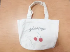 gelato pique ジェラートピケ トートバッグ  さくらんぼ柄 ロゴ 刺繍 ホワイト