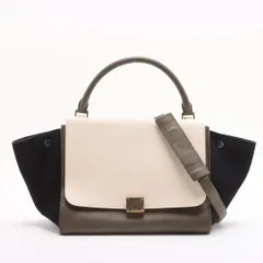 美品セリーヌトラペーズラージバッグ2way ボルドー、焦茶、ベージュ