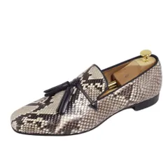未使用 クリスチャンルブタン Christian Louboutin ローファー タッセル パイソンレザー ヘビ革 シューズ 靴 メンズ イタリア製 44(29cm相当) ブラック/アイボリーのサムネイル
