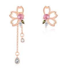 【新着商品】プレゼント クリスマス 母の日 アクセサリー ホワイトデー 和風 可愛いピアス 女性ヘちーの贈り物 ジルコニア ピアス ピアス ギフト 2way レディース さくらピアス 誕生日 金属アレルギー対応 シルバー925 ピンクゴールド お祝い 揺れるチ