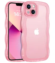 BENTOBEN iPhone 13 Mini ケース クリア TPU 韓国 可愛い ウェーブ ソフト 滑り止め 薄型 軽量 耐衝撃 おしゃれ スマホケース ストラップホール付き アイフォン13ミニ ケース ピンク