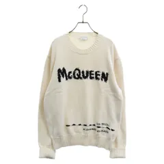 Alexander McQueen (アレキサンダーマックイーン) Graffiti Logo Knit Sweater フロントロゴクルーネックニット 長袖セーター 626454 Q1WZL ホワイトのサムネイル