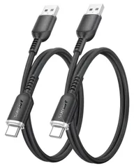 【迅速発送】SUNGUY USB Type C ケーブル 0.6M 絡まないケーブル シリコン素材採用【2本セット】18W高速充電 USB-A to USB-C 短い 60cm USB2.0データ転送 Android Auto/Carplay対応 高耐久性 i