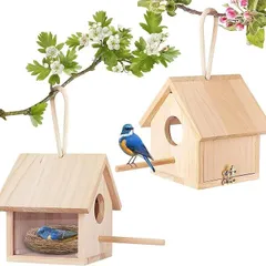 MINORITY DESIGN 野鳥用巣箱 アクリル 鳥小屋 バードハウス 完成品 吊り下げ 木製 野鳥観察 鳥の巣 屋外 バードウォッチング(ウッド)