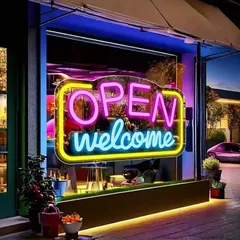 Ñew【最安値ネオン祭り】New! オープンウエルカムＯＰＥＮ看板