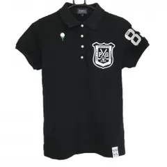 パーリーゲイツ 半袖ポロシャツ 黒 襟裏ボーダー フロッキープリント レディース 1(M) ゴルフウェア PEARLY GATES