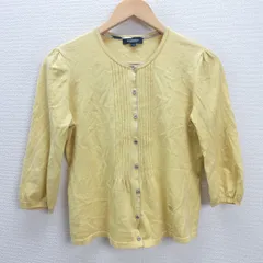 G■バーバリー/Burberry LONDON カーディガン/七分袖【1】黄/LADIES/2【中古】■